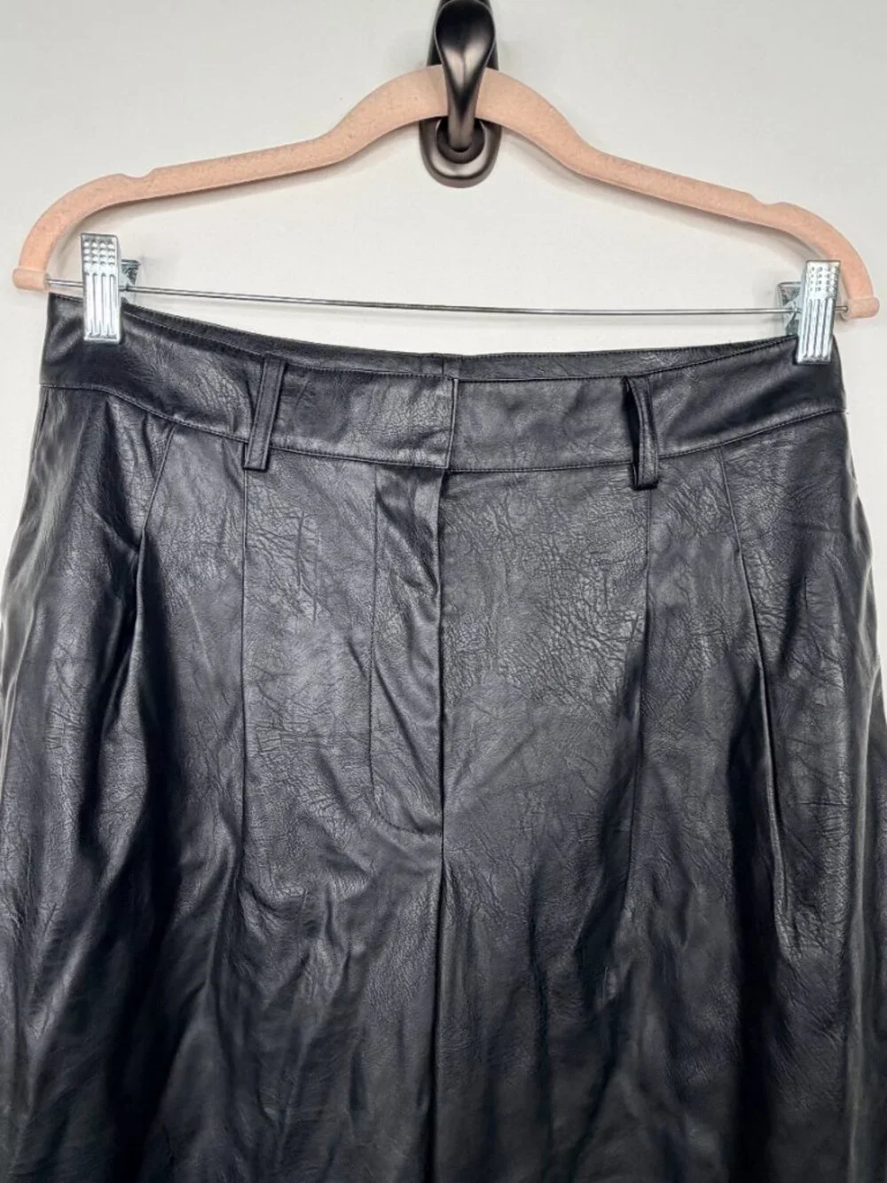 Lucky Brand Faux Leather Wide-Leg Trouser High Rise Coated Black 10 #A3832